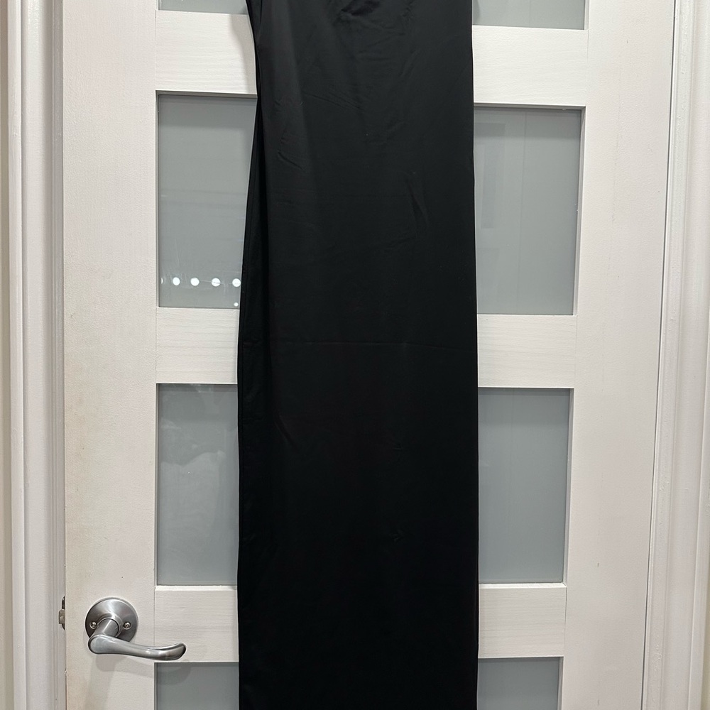 Zara Black Ribbed Halter Sheath Maxi Dress